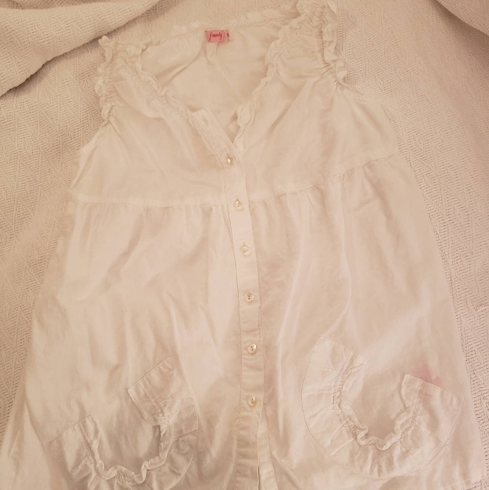 Womens XS sleeveless white 100% cotton voile top